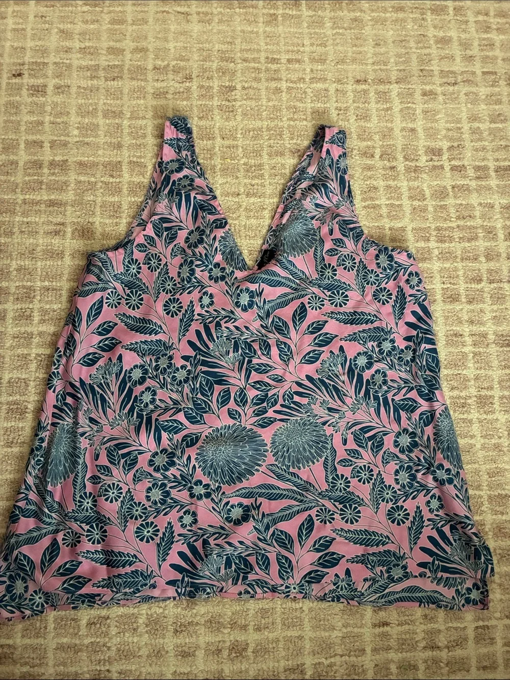J.Crew X Abigail Borg silk tank top botanical print